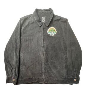 Afends Jacket Mens XXL Black THC Hemp Black Corduroy Patch Full Zip Shacked